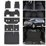 MJBYMAT Floor Mats for 2015-2020 Chevy Chevrolet Suburban/GMC Yukon XL 7 Seats (2nd Row Bucket Seats) with Trunk Mat & Backrest Mat,TPE All Weather Protection Custom Fit Car Accessories Full Set