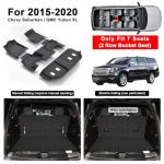 MJBYMAT Floor Mats for 2015-2020 Chevy Chevrolet Suburban/GMC Yukon XL 7 Seats (2nd Row Bucket Seats) with Trunk Mat & Backrest Mat,TPE All Weather Protection Custom Fit Car Accessories Full Set