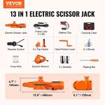 VEVOR Electric Car Jack, 3 Tons /6600 lbs 12V Electric Scissor Jack with Electric Impact Wrench, Double Saddles with Remote Control, Portable Car Jack for Sedan, SUV, Truck Tire Change Replacement