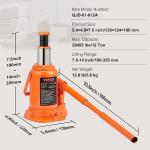 VEVOR Hydraulic Bottle Jack, 12 Ton/24000 lbs All Welded Car Hydraulic Jack, Features 7.5-14 in Lifting Range & 3-Section Long Handle, for Pickup Truck, Truck, RV, Auto Repair Industrial Engineering