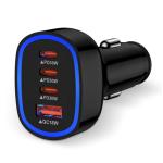 90W Samsung Car Charger USB C for Samsung Galaxy A17 A16 5G A36 A26 4-Port USBC & USB-A Super Fast Charging Car Phone Charger Cigarette Lighter Adapter Cargador Carro for Galaxy S25 Ultra S25 Edge A56