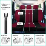 FH Group Car Seat Covers Full Set Cloth,Universal Fit combo,Washable Automotive Seat Covers,Low Back Front Seat Covers,Airbag Compatible,Split Bench Rear Seat for SUV,Sedan,Van Burgundy