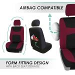 FH Group Car Seat Covers Full Set Cloth,Universal Fit combo,Washable Automotive Seat Covers,Low Back Front Seat Covers,Airbag Compatible,Split Bench Rear Seat for SUV,Sedan,Van Burgundy
