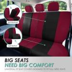 FH Group Car Seat Covers Full Set Cloth,Universal Fit combo,Washable Automotive Seat Covers,Low Back Front Seat Covers,Airbag Compatible,Split Bench Rear Seat for SUV,Sedan,Van Burgundy