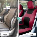 FH Group Car Seat Covers Full Set Cloth,Universal Fit combo,Washable Automotive Seat Covers,Low Back Front Seat Covers,Airbag Compatible,Split Bench Rear Seat for SUV,Sedan,Van Burgundy