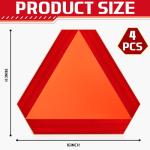 Resurhang 4 Pack Slow Moving Vehicle Triangle Sign 14 x 16 Inch Sticky Slow Moving Vehicle Triangle Sign Safety Vinyl Reflective Stickers for Cars Tractor Golf Cart Accessories