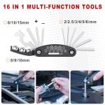 YJUSMAK Car Roadside Emergency Kit - Car Emergency Kit with Jumper Cables, Tow Rope, Folding Shovel, Safety Hammer, Reflective Warning Triangle, Car Safety Kits for Men, Women, Teenagers