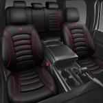 CAR PASS 3D Foam PU Leather Car Seat Covers, Universal Seat Covers Full Sets for Trucks SUV Sedan Automotive Seat Covers Armrest Airbag Compatible Waterproof Comfortable Faux Nappa Leather Black Red