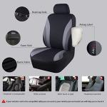 CAR PASS Line Rider Sporty Car Seat Covers Full Set with 4Pcs Waterproof Car Floor Mats Universal Fit Airbag Compatible Automotive Interior Covers for Sedans, Trucks,Vans,SUV (Combo Set, Black & Gray)