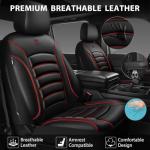 CAR PASS 3D Foam PU Leather Car Seat Covers, Universal Seat Covers Full Sets for Trucks SUV Sedan Automotive Seat Covers Armrest Airbag Compatible Waterproof Comfortable Faux Nappa Leather Black Red