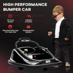 Aosom 12V Toddler Bumper Car with Remote Control, 360° Rotation Kids Electric Ride-On Toy, Twins Motor, Colorful LED Lights, 3 Songs, for Boys and Girls, Black