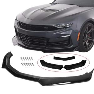 MUTUSAISI Front Bumper Lip Splitter Spoiler Compatible with 2016-2024 Chevy Camaro SS/ 2019-2024 LT LS RS, Air Chin Body Kit Accessories (Gloss Black)