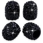 MEAJOO 4PCS Bling Crystal Diamond Tire Stem Valve Caps, Dustproof Car Wheel Tire Valve Caps Universal Tire Valve Stem Covers for Cars, SUV, Trucks, Bikes, Motorcycles, Bicycles (Black)