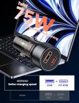 MOSWAG USB C Car Charger, 75W 2-Port Fast Charging Cigarette Lighter with PD&QC3.0 Compatible for iPhone, iPad, Samsung Galaxy, LG, Google Pixel, Moto, USB-C Port, Black