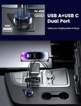 MOSWAG USB C Car Charger, 75W 2-Port Fast Charging Cigarette Lighter with PD&QC3.0 Compatible for iPhone, iPad, Samsung Galaxy, LG, Google Pixel, Moto, USB-C Port, Black