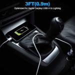 Car Apple Carplay Cable，USB A to Lightning Cable 3FT Compatible with iPhone 14 13 12 11 Pro Max XR XS X Charger Cord，Car Charging Cord