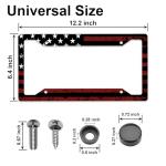 Black Red American Flag License Plate Frames, American Flag Car Accessories for Women & Men，US Car Plate License Plate Holder，Aluminum License Plate Frame Fits Standard Vehicles Size 12.2 x 6 Inch