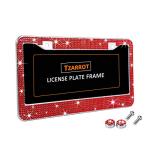 TZARROT Red Bling Rhinestone License Plate Frames for Women, Metal Rust-Proof License Plate Cover Bling Car Accessories for Women Girls