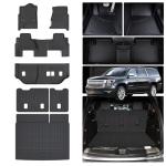 MJBYMAT Floor Mats for 2015-2019 2020 Chevy Chevrolet Suburban/GMC Yukon XL 8 Seats(2nd Row Bench Seats) with Trunk Mat & Backrest Mat,TPE All Weather Protection Custom Fit Car Accessories Full Set