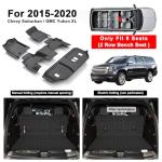 MJBYMAT Floor Mats for 2015-2019 2020 Chevy Chevrolet Suburban/GMC Yukon XL 8 Seats(2nd Row Bench Seats) with Trunk Mat & Backrest Mat,TPE All Weather Protection Custom Fit Car Accessories Full Set