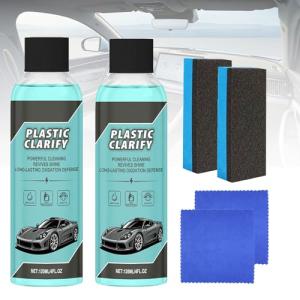 2PCS Plastic Clarify For Cars, Waterless Spray Wax, Plastic Clarify, All-In-One Detailer For Car Interiors & Exteriors, Plastic Rubber Leather Restorer For Cars