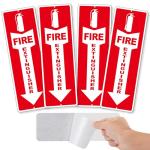 (4 Pack) Fire Extinguisher Signs – Strong Self Adhesive Fire Extinguisher Sign for Business, 12x4 Inch Aluminum Fire Extinguisher Signs Weather Resistant and Easy to Install (Red)