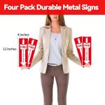 (4 Pack) Fire Extinguisher Signs – Strong Self Adhesive Fire Extinguisher Sign for Business, 12x4 Inch Aluminum Fire Extinguisher Signs Weather Resistant and Easy to Install (Red)