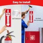 (4 Pack) Fire Extinguisher Signs – Strong Self Adhesive Fire Extinguisher Sign for Business, 12x4 Inch Aluminum Fire Extinguisher Signs Weather Resistant and Easy to Install (Red)