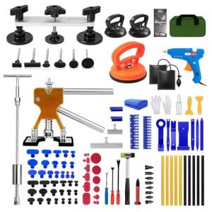97Pcs Dent Puller Kit,Car Dent Puller,Dent Removal Kit,Paintless Dent Removal Kit,Car Dent Repair Kit,Dent Removal Kit,Paintless Dent Removal Kit With T-Bar, Bridge Puller, Lifter, Dent Puller (Blue)