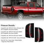 vvavv LED Tail Lights Compatible with 2007-2013 Chevy Silverado 1500 2007-2014 Silverado 2500 HD/3500 HD, LED Tube Rear Light Lamp Dark Smoke Replace A Pair