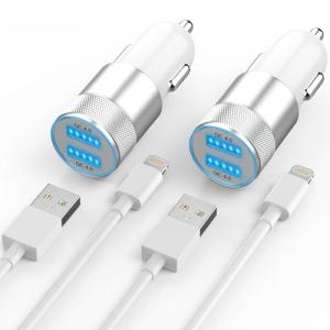 iPhone 14/13 Pro Max Car Charger, 36W 2-Port Fast USB C Car Charger Power Cigarette Lighter Adapter with 3FT Lightning Cable for iPhone 14/13 Plus/12 Pro Max/11/11 Pro Max, iPad Pro/Air/Mini