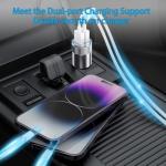 iPhone 14/13 Pro Max Car Charger, 36W 2-Port Fast USB C Car Charger Power Cigarette Lighter Adapter with 3FT Lightning Cable for iPhone 14/13 Plus/12 Pro Max/11/11 Pro Max, iPad Pro/Air/Mini