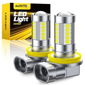 AUXITO Upgraded H11/H8 LED Fog Light Bulbs, 6500K Cool White, 1:1 Mini Size H11/H8/H16 LED Fog Light Bulbs, 360° Full Illumination(Pack of 2)