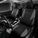 CAR PASS Quilting Leather Seat Covers Full Set,Universal Waterproof Deluxe PU Premium Car Seat Cover with 5mm Composite Sponge Inside,Airbag Compatible,Front and Rear Seat Cover for Sedan SUV Van,Gray