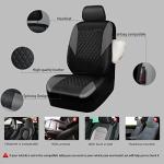 CAR PASS Quilting Leather Seat Covers Full Set,Universal Waterproof Deluxe PU Premium Car Seat Cover with 5mm Composite Sponge Inside,Airbag Compatible,Front and Rear Seat Cover for Sedan SUV Van,Gray