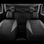 CAR PASS Quilting Leather Seat Covers Full Set,Universal Waterproof Deluxe PU Premium Car Seat Cover with 5mm Composite Sponge Inside,Airbag Compatible,Front and Rear Seat Cover for Sedan SUV Van,Gray