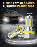 AUXITO Upgraded H11/H8 LED Fog Light Bulbs, 6500K Cool White, 1:1 Mini Size H11/H8/H16 LED Fog Light Bulbs, 360° Full Illumination(Pack of 2)