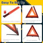 Acymner Reflective Safety Triangle Kit | Emergency Warning Triangles with Storage Case Roadside Reflective Early Warning Sign for Vehicles Breakdown (3)