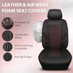 CAR PASS 3D Foam Mesh Leather Car Seat Covers Full Set,Breathable Mesh Faux Leather Seat Covers for Car,Universal Fit for SUV Truck Sedan Automotive, Armrest Airbag Compatible,Black and Red