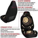 Riakrum 15 Pcs Sun and Moon Car Seat Cover Full Set Car Front Seat Steering Wheel Headrest Covers Cup Holder Belt Pads Keyring Armrest Pad Wrist Strap for Men Women Auto Truck Van SUV