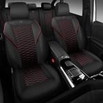 CAR PASS 3D Foam Mesh Leather Car Seat Covers Full Set,Breathable Mesh Faux Leather Seat Covers for Car,Universal Fit for SUV Truck Sedan Automotive, Armrest Airbag Compatible,Black and Red