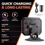 XYLOKTH Wireless Tail Lights for Trailer, Rechargeable Magnetic Tow Lights with Reverse Light, Wireless Brake Lights Kit with Adjustable Turn Signal for, Car, Boat, Trucks, RV