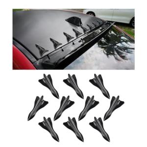 10PCS Car Diffuser Shark Fin Kit, Auto Air Vortex Generator Decoration Self-Adhesive Compatible with Spoiler Roof Wing Pointed, Bumper Exterior Accessories for SUV, Car (Black)