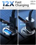 AKESR 65W USB C Car Charger Fast Charging，12V USB Outlet Accesorios para Carro，Compact Cigarette Lighter Adapter，Car Phone Charger for iPhone/16/15/14/13/12 Samsung S25 S24 S23Google Android