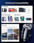 AKESR 65W USB C Car Charger Fast Charging，12V USB Outlet Accesorios para Carro，Compact Cigarette Lighter Adapter，Car Phone Charger for iPhone/16/15/14/13/12 Samsung S25 S24 S23Google Android