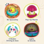 B. toys – Vehicle Bumper Space Car – Light – Up – Simple Remote Control Car for Toddlers with Alien Driver – Marky Mars – 12+ Months