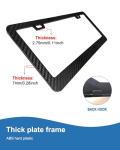 Carbon Fiber License Plate Frames- Black Plastic Car Tag Holder, 2 Pack 2 Hole Front Rear Bracket with Screw Caps and Car Door Handle Stickers