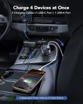 69W Retractable Car Charger, 4-in-1 Fast Car Phone Charger with 2.6ft Two Retractable Cables and USB C+USB A Car Charging Block Cube, Compatible with iPhone 16 15 14 13 12 Pro Max Plus,Galaxy,Pixel