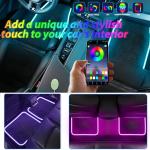 Soft Car Floor Mats With Led Strip Light, Universal Fit Black Automotive Carpet, App Control Interior Car Lights Floor Mats, Anti-Slip Waterproof RGB Car Decor Accessories For SUV, Trucks, Sedan,Jeeps