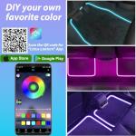 Soft Car Floor Mats With Led Strip Light, Universal Fit Black Automotive Carpet, App Control Interior Car Lights Floor Mats, Anti-Slip Waterproof RGB Car Decor Accessories For SUV, Trucks, Sedan,Jeeps